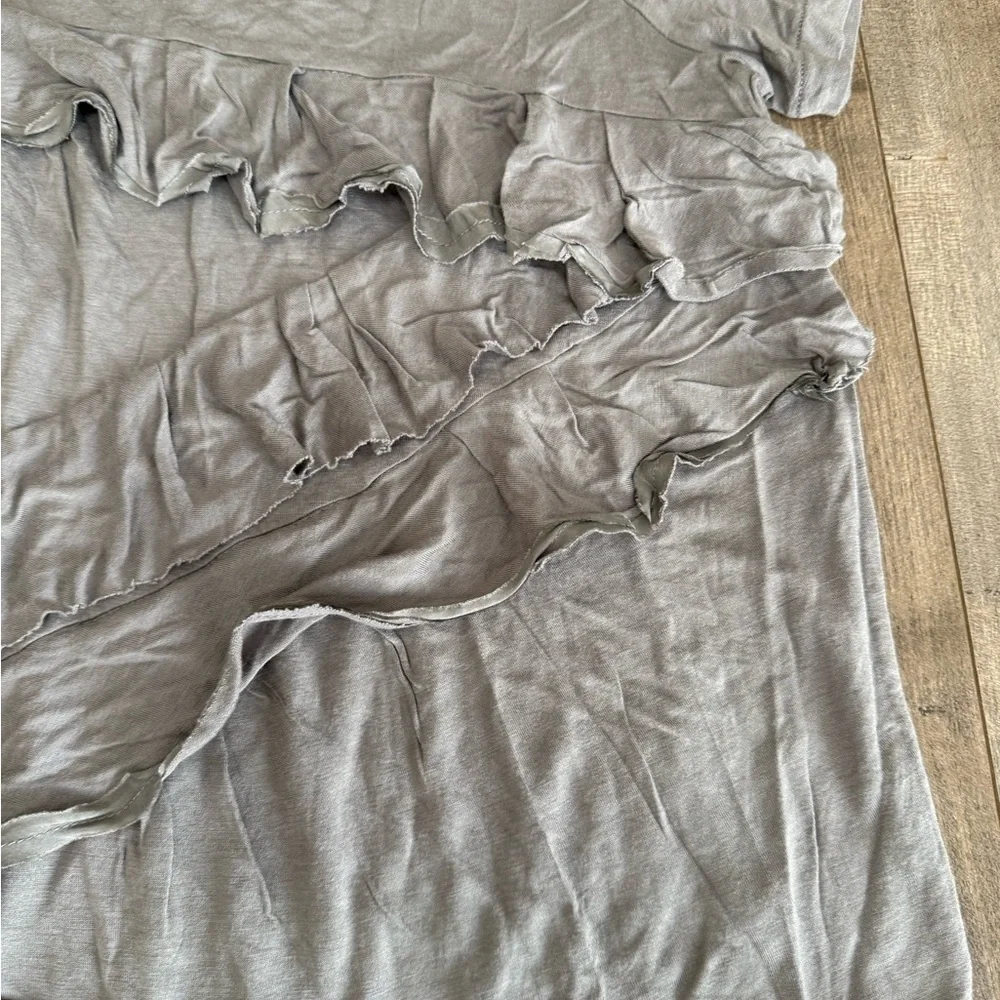 Lot of 2 J Crew Shirts Women Medium Cascading Ruffles Gray Short Sleeve Tank Top